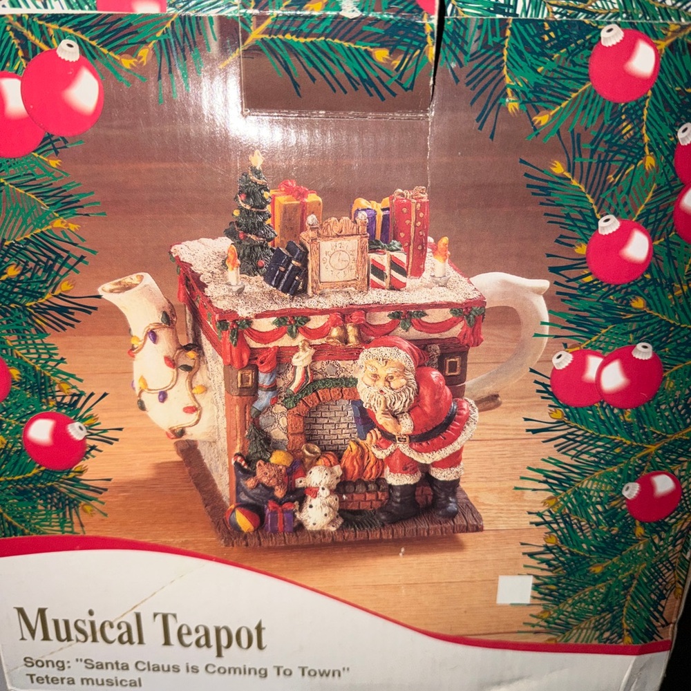 Festive Musical Teapot with Santa Design